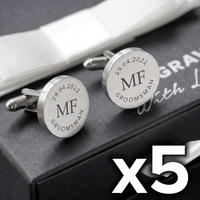 5 x Engravd Custom Cuff links : Groomsman sets