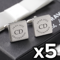 5 x Engravd Custom Cuff links : Groomsman sets