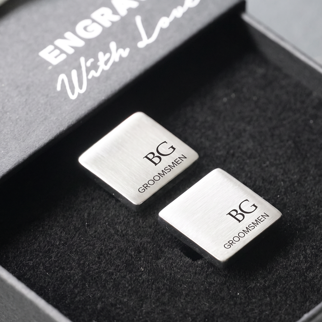 Engravd Square Custom Cuff link set: Design 1