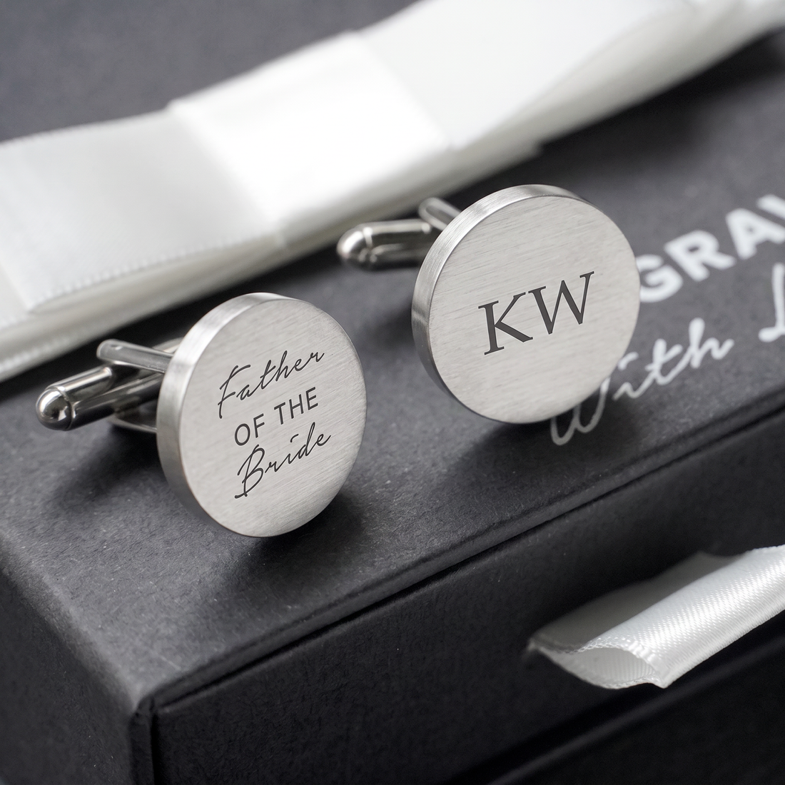 Engravd Round Custom Cuff link set: Title - Initials