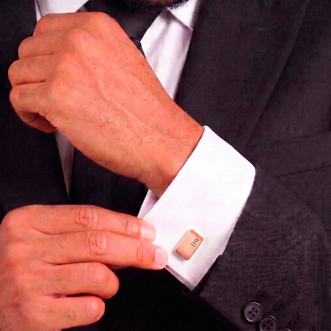 Engravd Rectangle Custom Cuff link set: Design 1