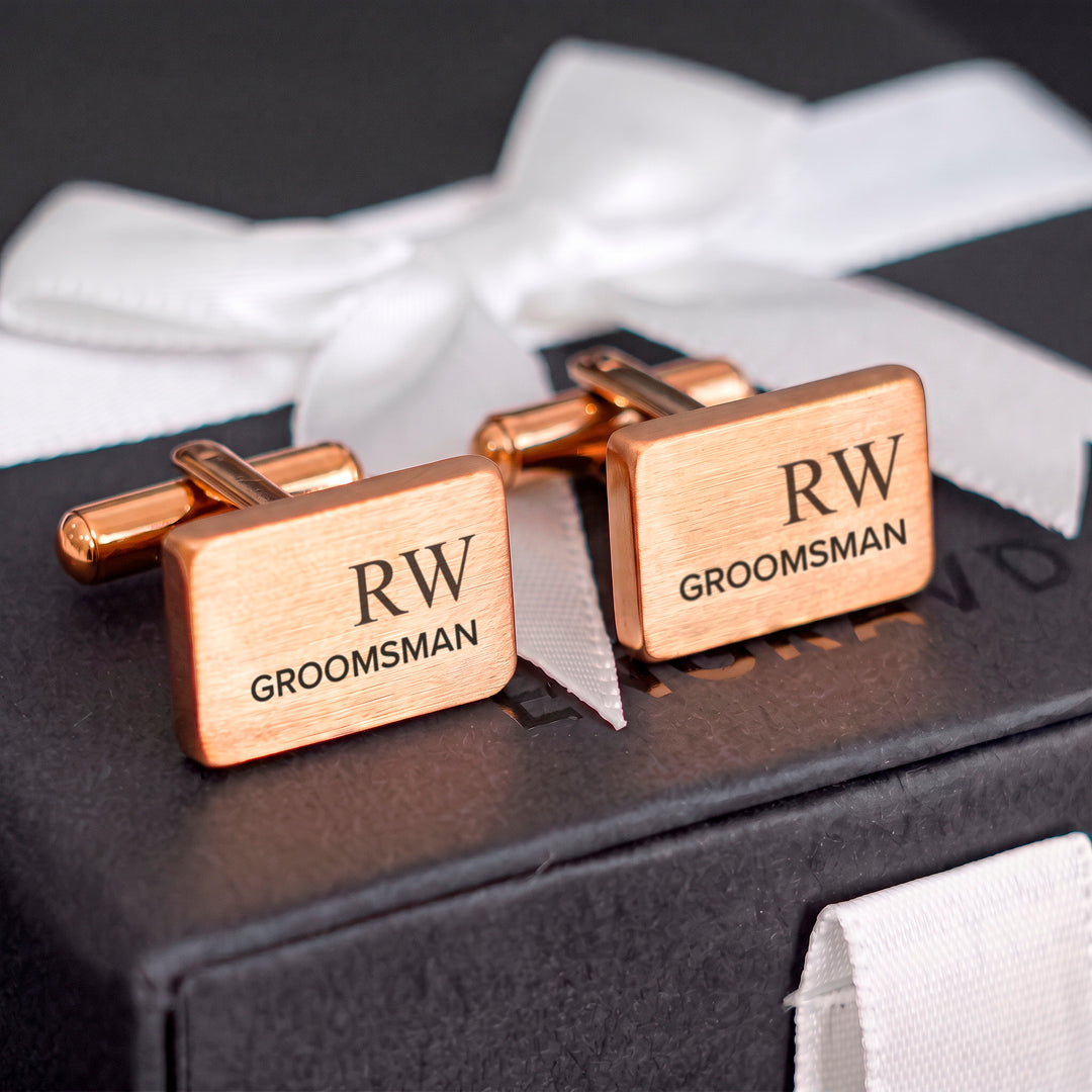 Engravd Rectangle Custom Cuff link set: Design 1