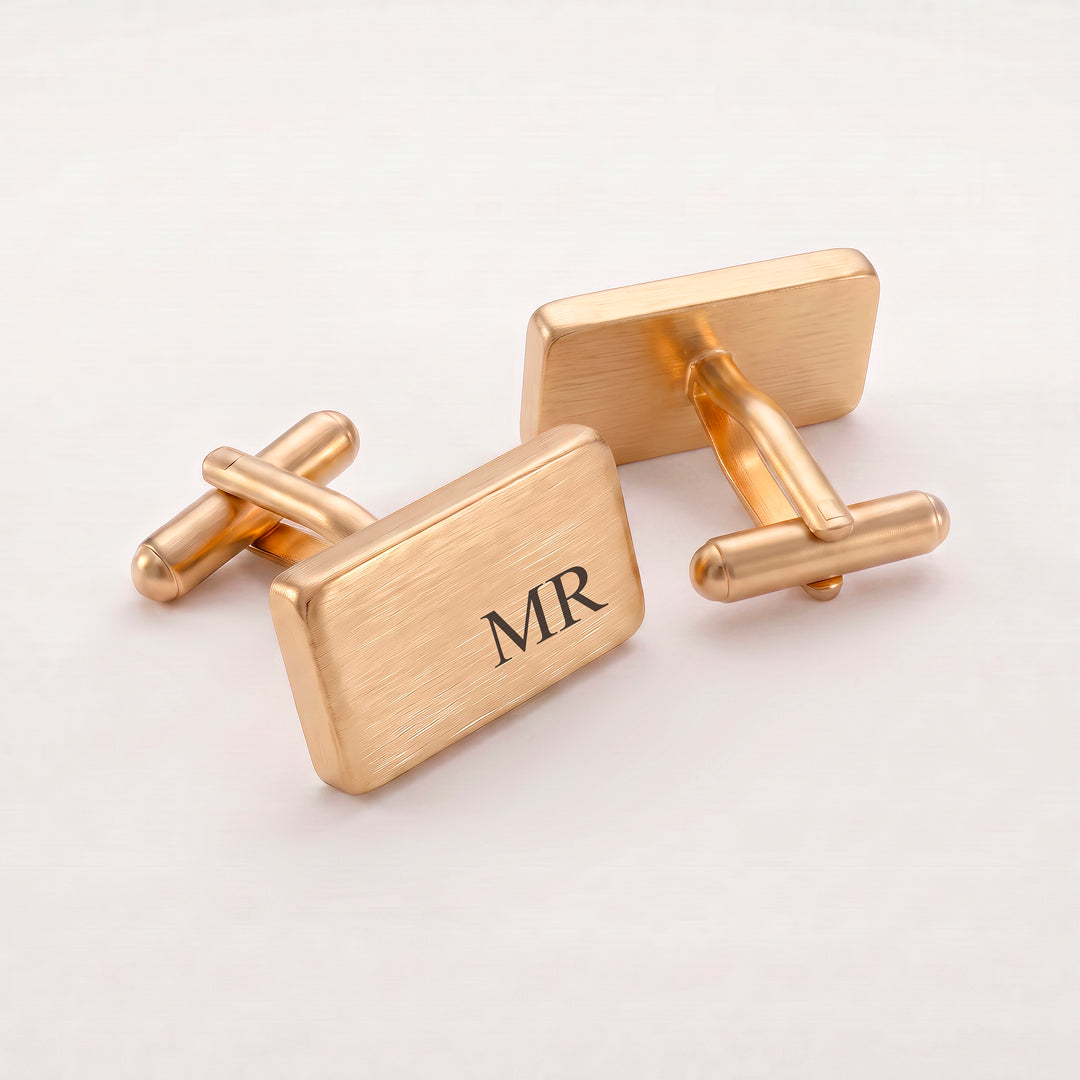 Engravd Rectangle Custom Cuff link set: Design 1