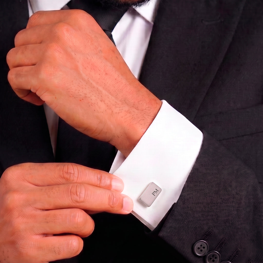 Engravd Rectangle Custom Cuff link set: Design 1