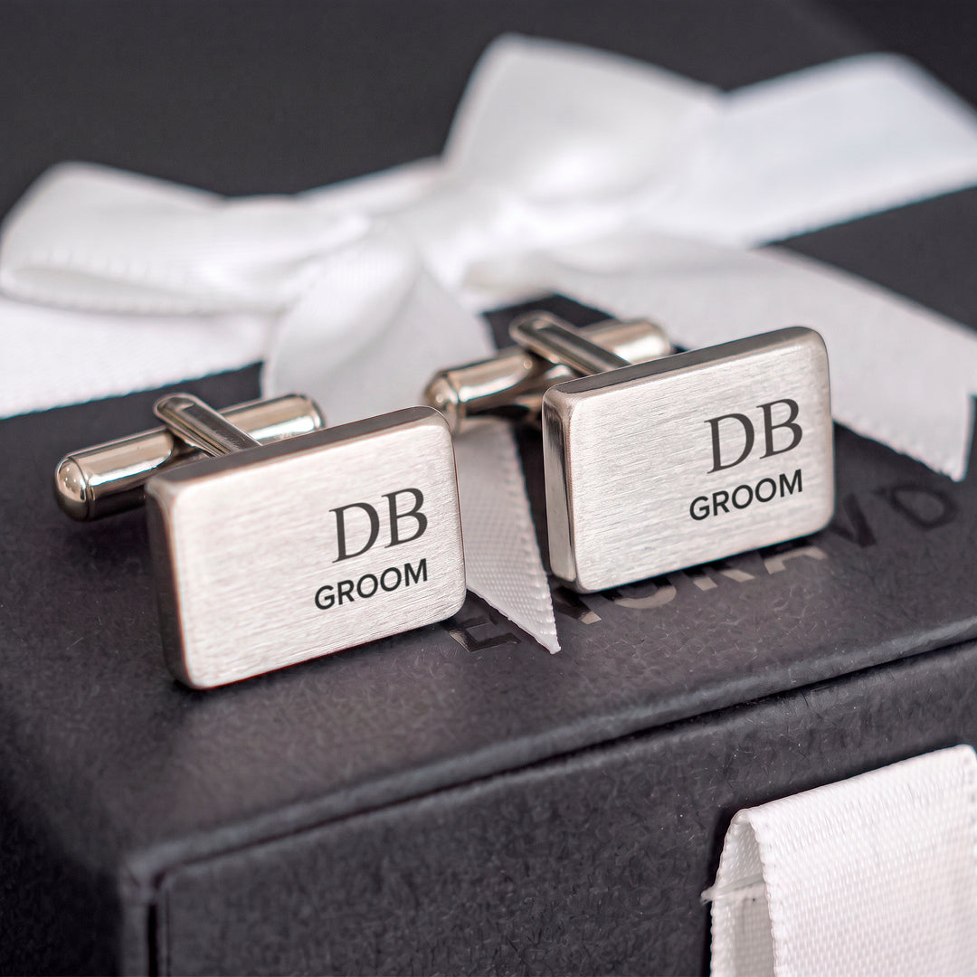 Engravd Rectangle Custom Cuff link set: Design 1