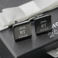 Engravd Square Custom Cuff link set: Design 7 | Engravd Co | Personalised Jewellery | Bracelets, Necklaces, Cufflinks, Hip Flasks