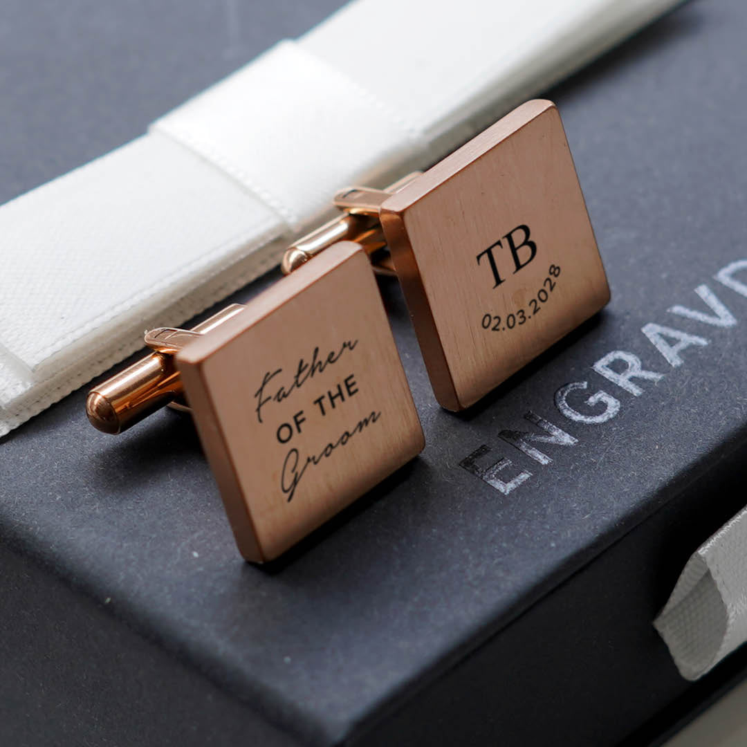 Engravd Square Custom Cuff link set: Title - Initials | Engravd Co | Personalised Jewellery | Bracelets, Necklaces, Cufflinks, Hip Flasks