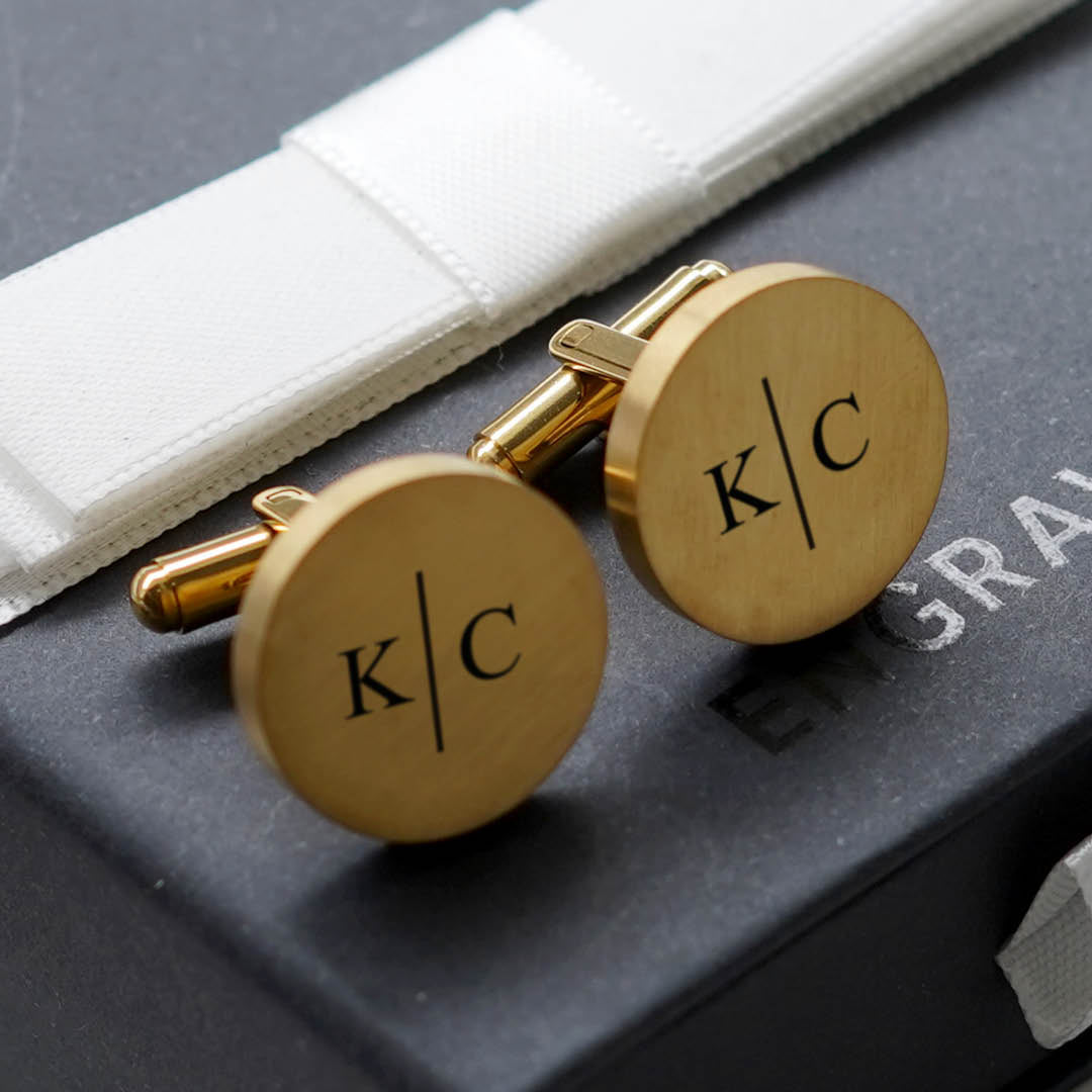 Engravd Round Custom Cuff link set: Design 6 | Engravd Co | Personalised Jewellery | Bracelets, Necklaces, Cufflinks, Hip Flasks
