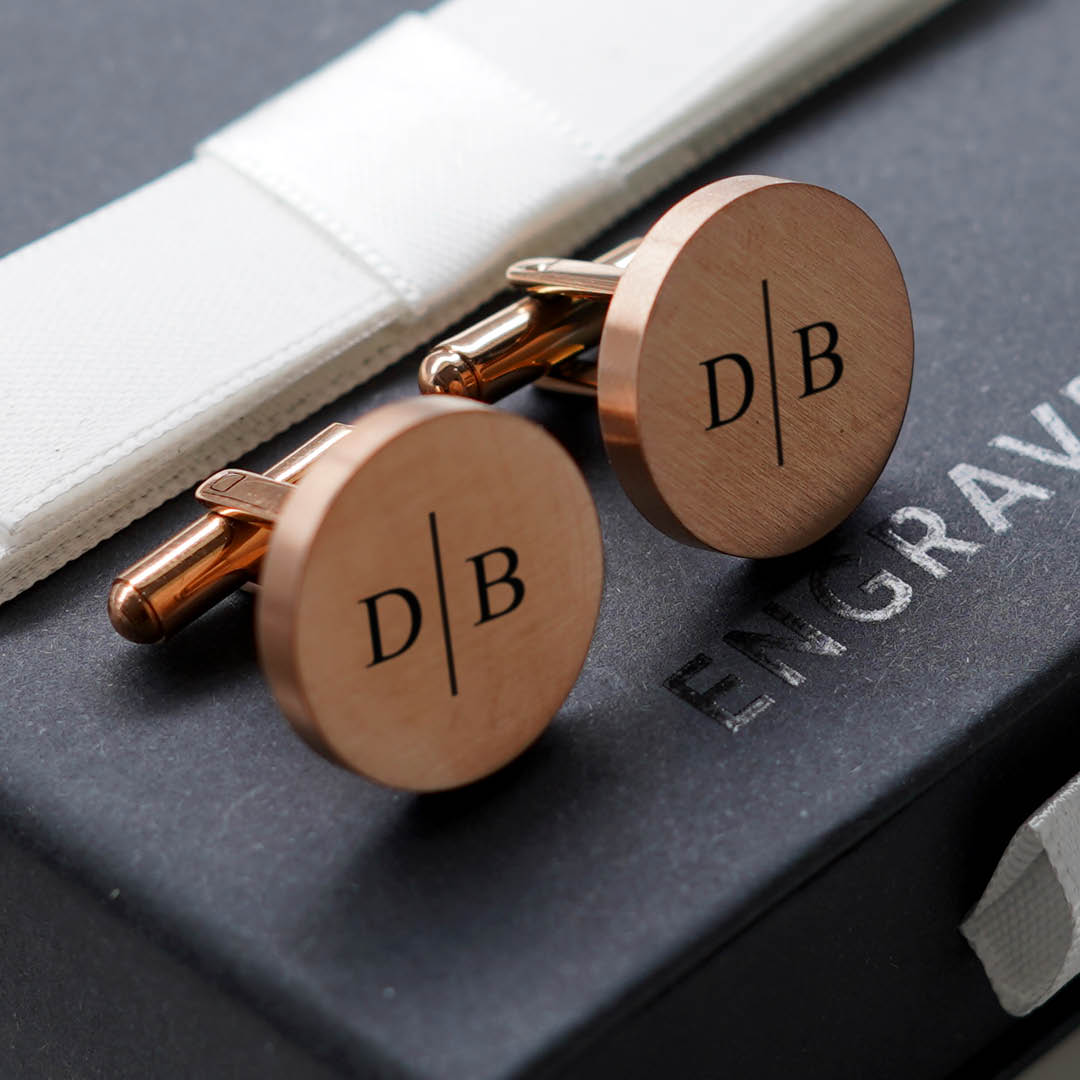 Engravd Round Custom Cuff link set: Design 6 | Engravd Co | Personalised Jewellery | Bracelets, Necklaces, Cufflinks, Hip Flasks