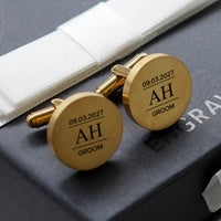 Engravd Round Custom Cuff link set: Design 5 | Engravd Co | Personalised Jewellery | Bracelets, Necklaces, Cufflinks, Hip Flasks