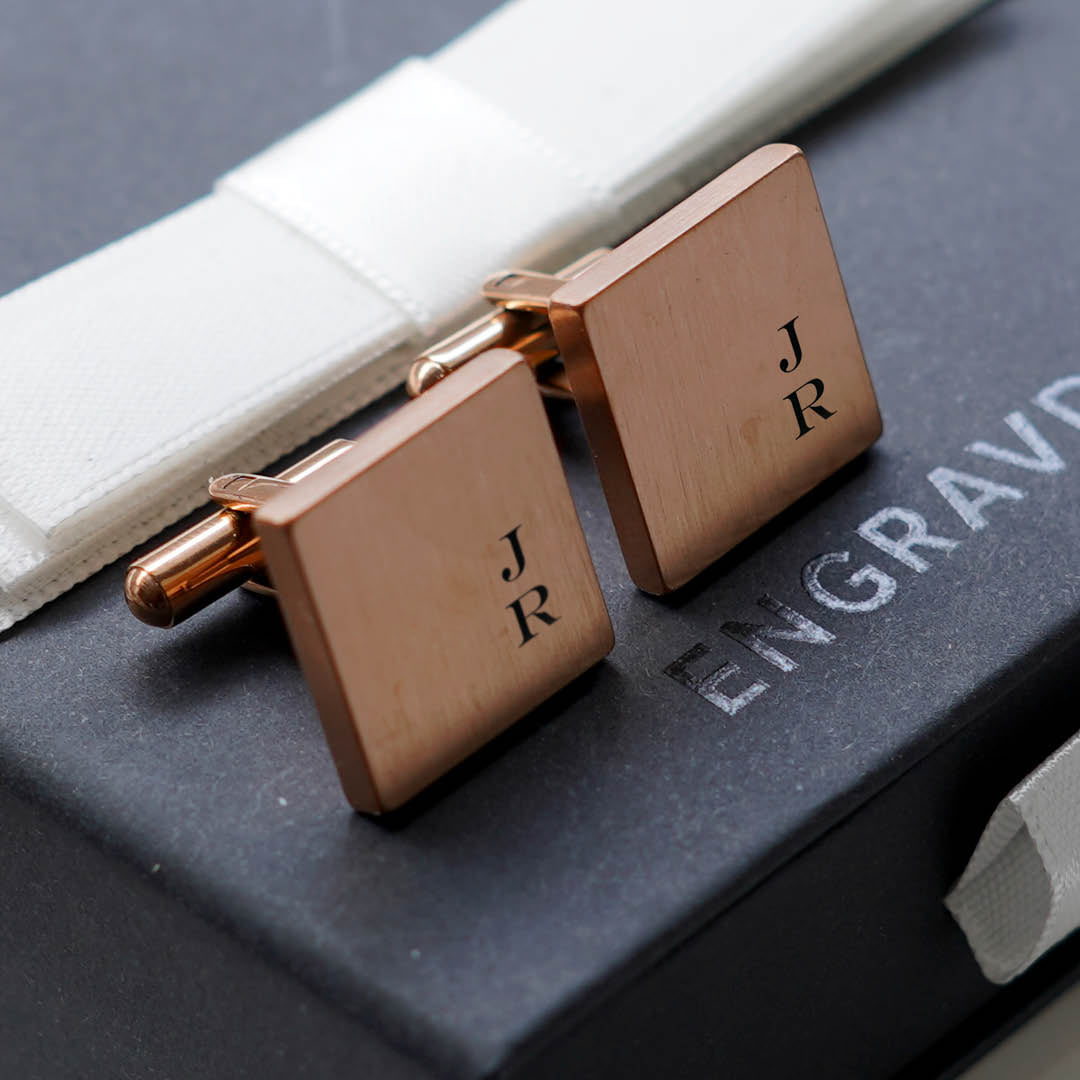 5 x Engravd Square Custom Cuff links : Initial sets | Engravd Co | Personalised Jewellery | Bracelets, Necklaces, Cufflinks, Hip Flasks