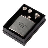Engravd Hip Flask and Cuff Link Set - Name/Title/Date