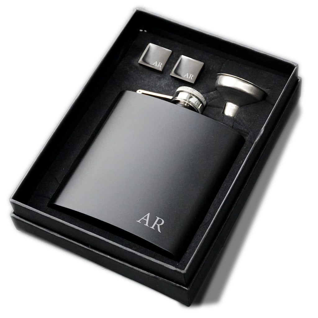 Engravd Hip Flask and Cuff Link Set | Engravd Co | Personalised Jewellery | Bracelets, Necklaces, Cufflinks, Hip Flasks