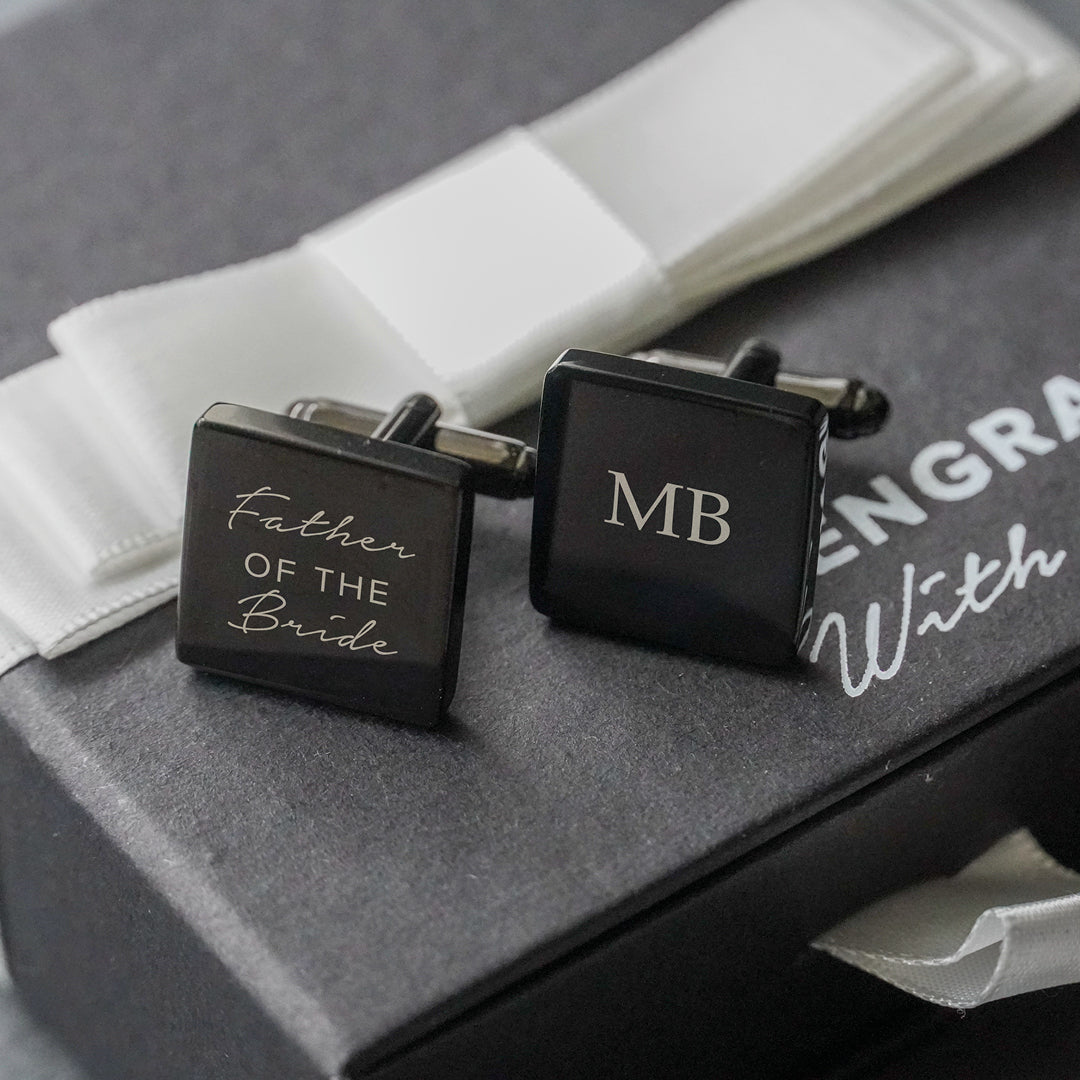 Engravd Square Custom Cuff link set: Title - Initials