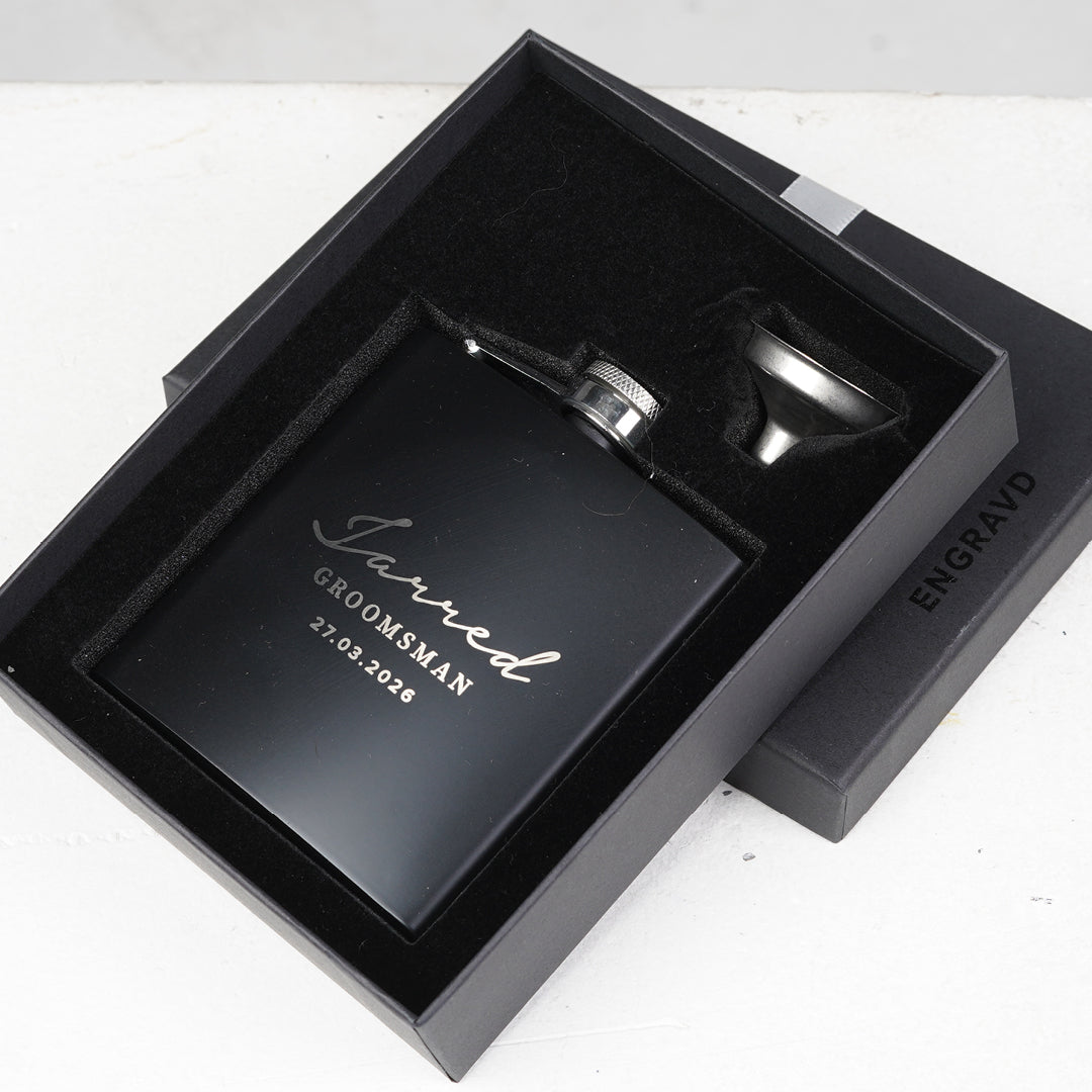 Engravd Hip Flask - Name/Title/Date | Engravd Co | Personalised Jewellery | Bracelets, Necklaces, Cufflinks, Hip Flasks