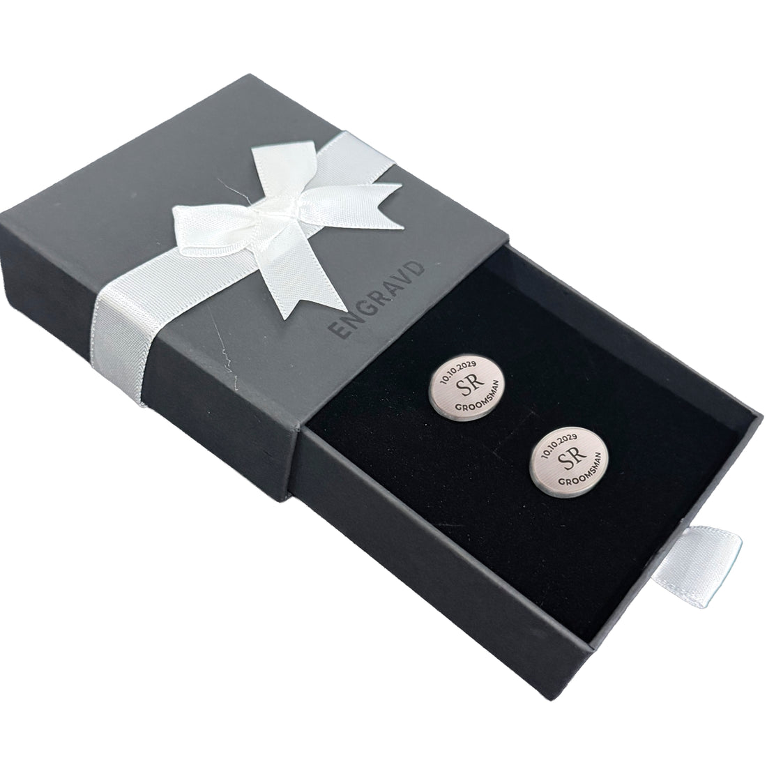 Engravd Oval Custom Cuff link set: Design 1