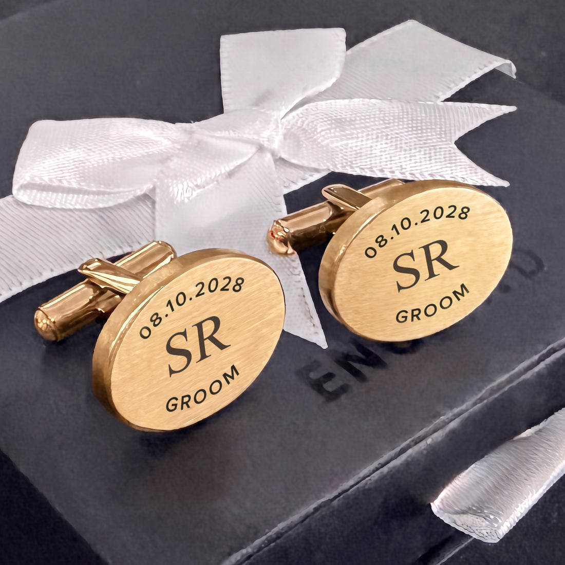 Engravd Oval Custom Cuff link set: Design 1
