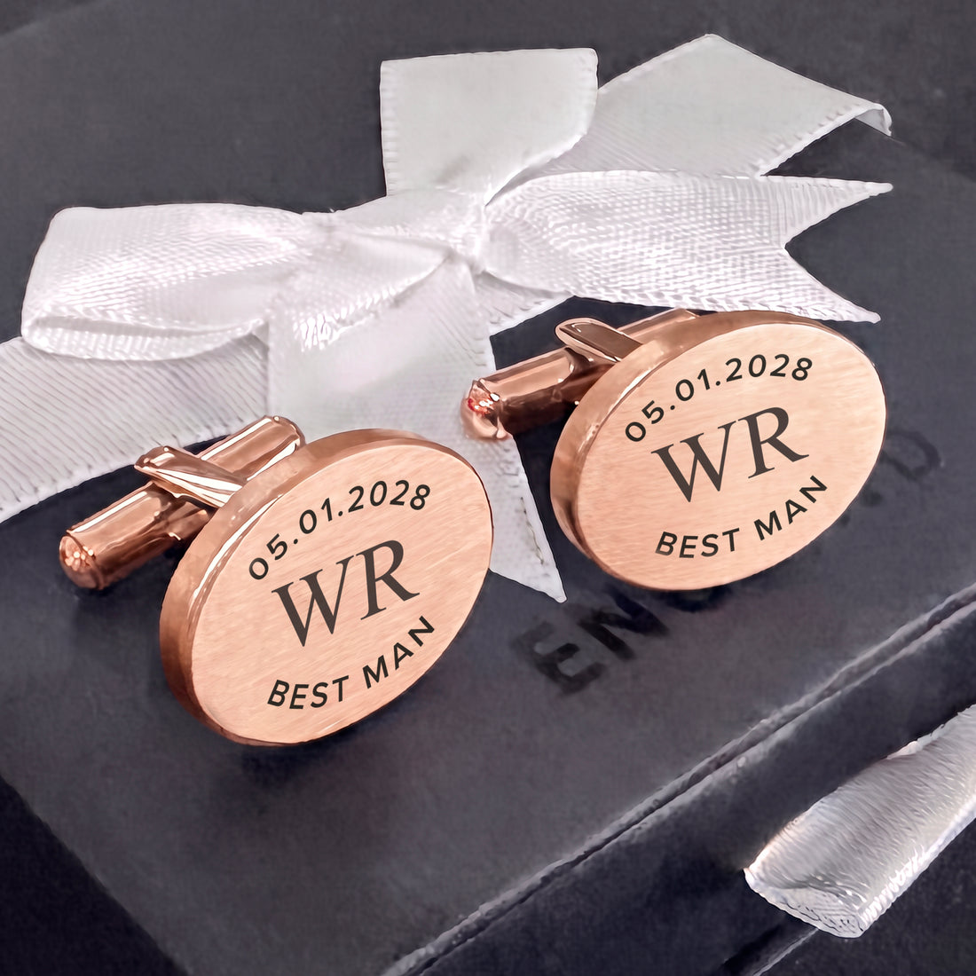Engravd Oval Custom Cuff link set: Design 1