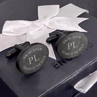 Engravd Oval Custom Cuff link set: Design 1