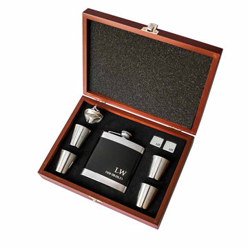 Premium Two-Tone Steel Hip Flask and Cuff Link set Gift box | Engravd Co | Personalised Jewellery | Bracelets, Necklaces, Cufflinks, Hip Flasks
