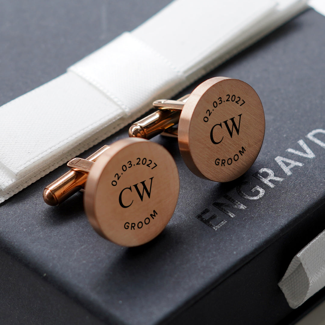 Engravd Round Custom Cuff link set: Design 1