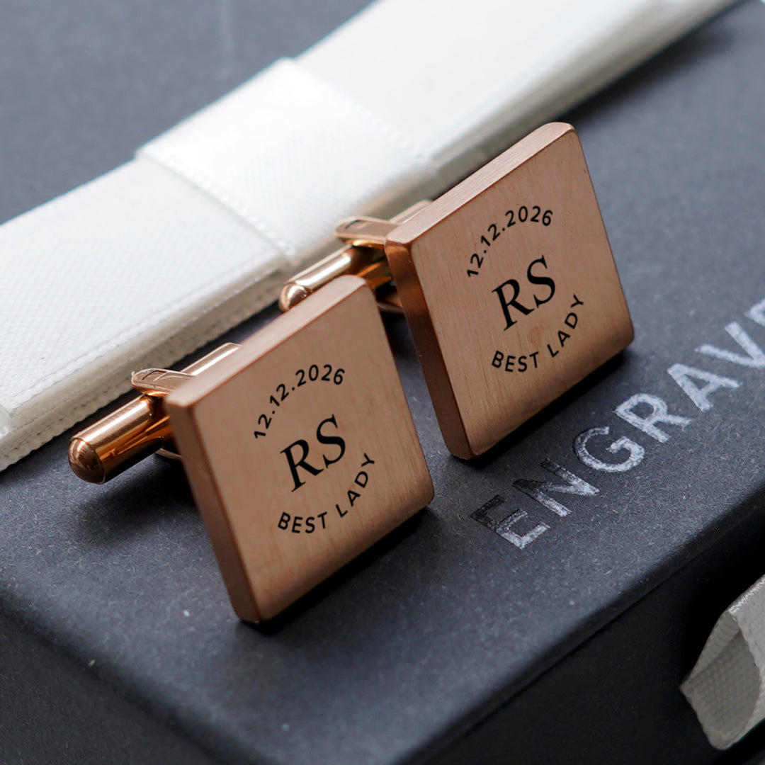 Engravd Square Custom Cuff link set: Design 5