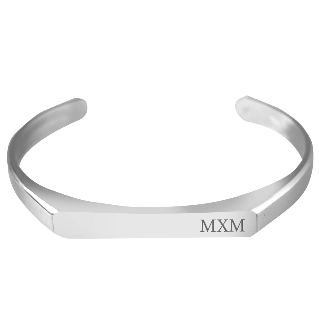 Silver Engravd Signet Cuff - Initials