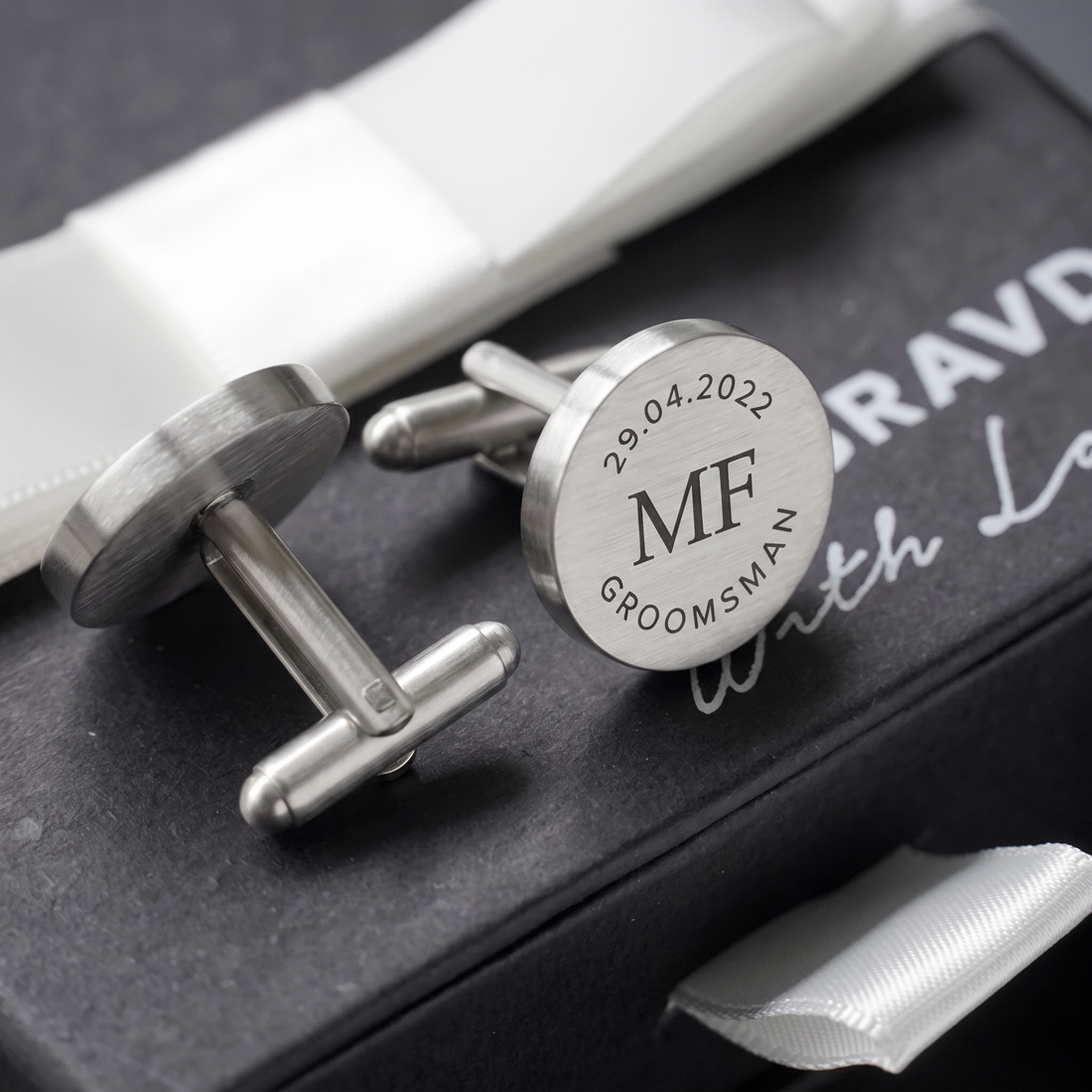 Engravd Round Custom Cuff link set: Design 1