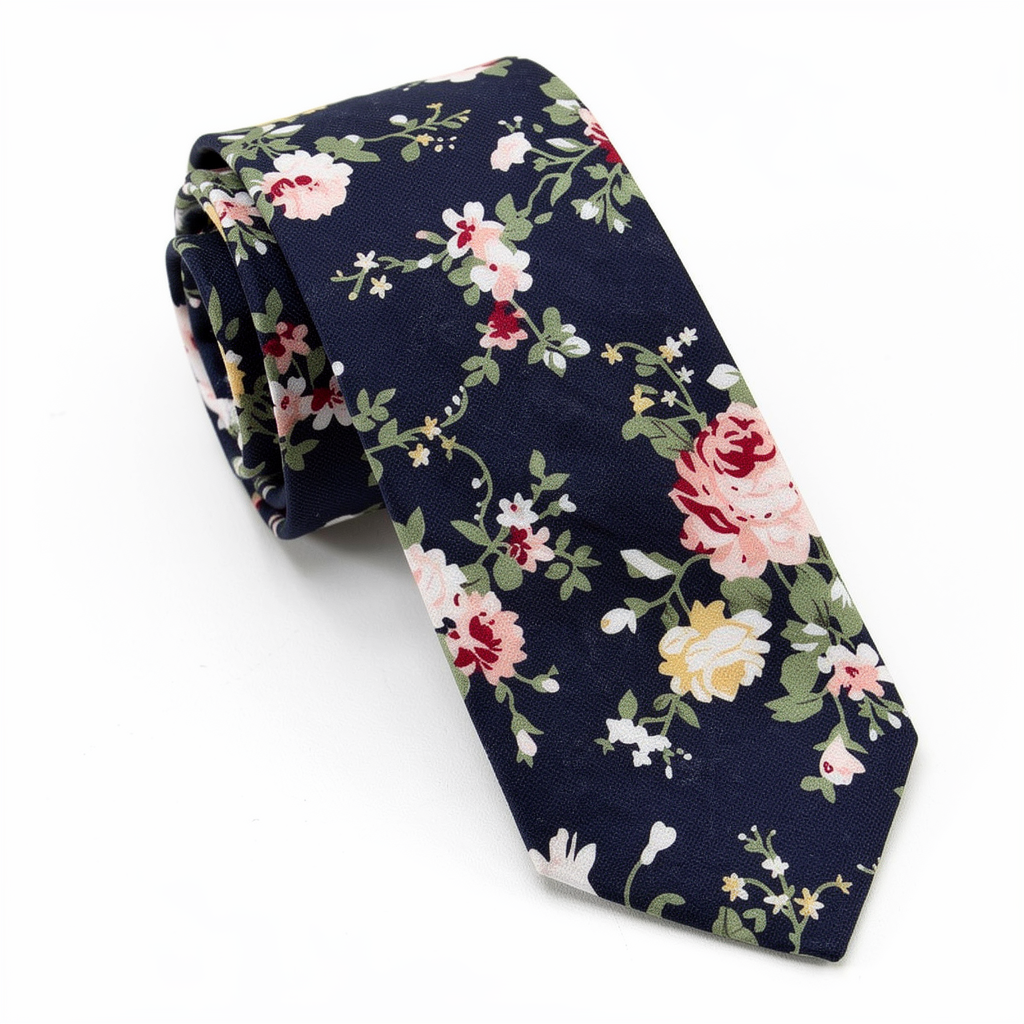 Navy Bloom Tie | Engravd Co | Personalised Jewellery | Bracelets, Necklaces, Cufflinks, Hip Flasks