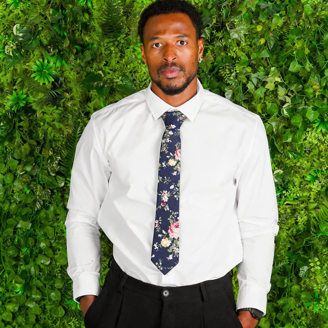 Navy Bloom Tie | Engravd Co | Personalised Jewellery | Bracelets, Necklaces, Cufflinks, Hip Flasks