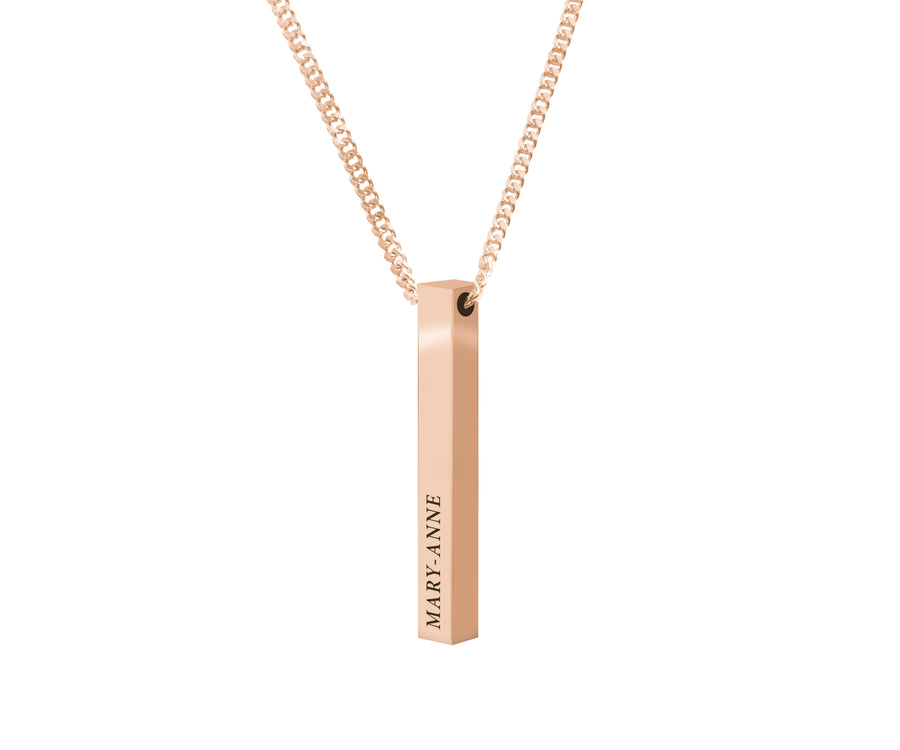 Rose Gold Engravd 3D Bar Necklace | Engravd Co | Personalised Jewellery | Bracelets, Necklaces, Cufflinks, Hip Flasks