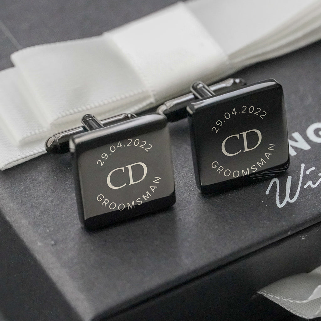 Engravd Square Custom Cuff link set: Design 5 | Engravd Co | Personalised Jewellery | Bracelets, Necklaces, Cufflinks, Hip Flasks