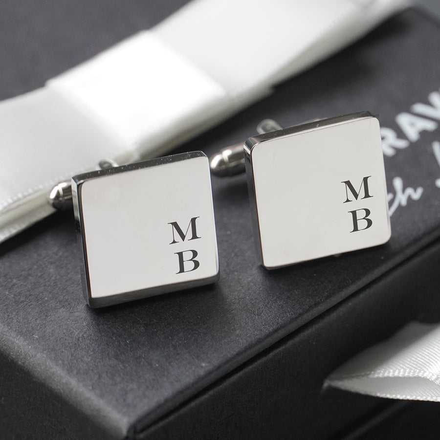 Engravd Square Custom Cuff link set: Design 3 | Engravd Co | Personalised Jewellery | Bracelets, Necklaces, Cufflinks, Hip Flasks