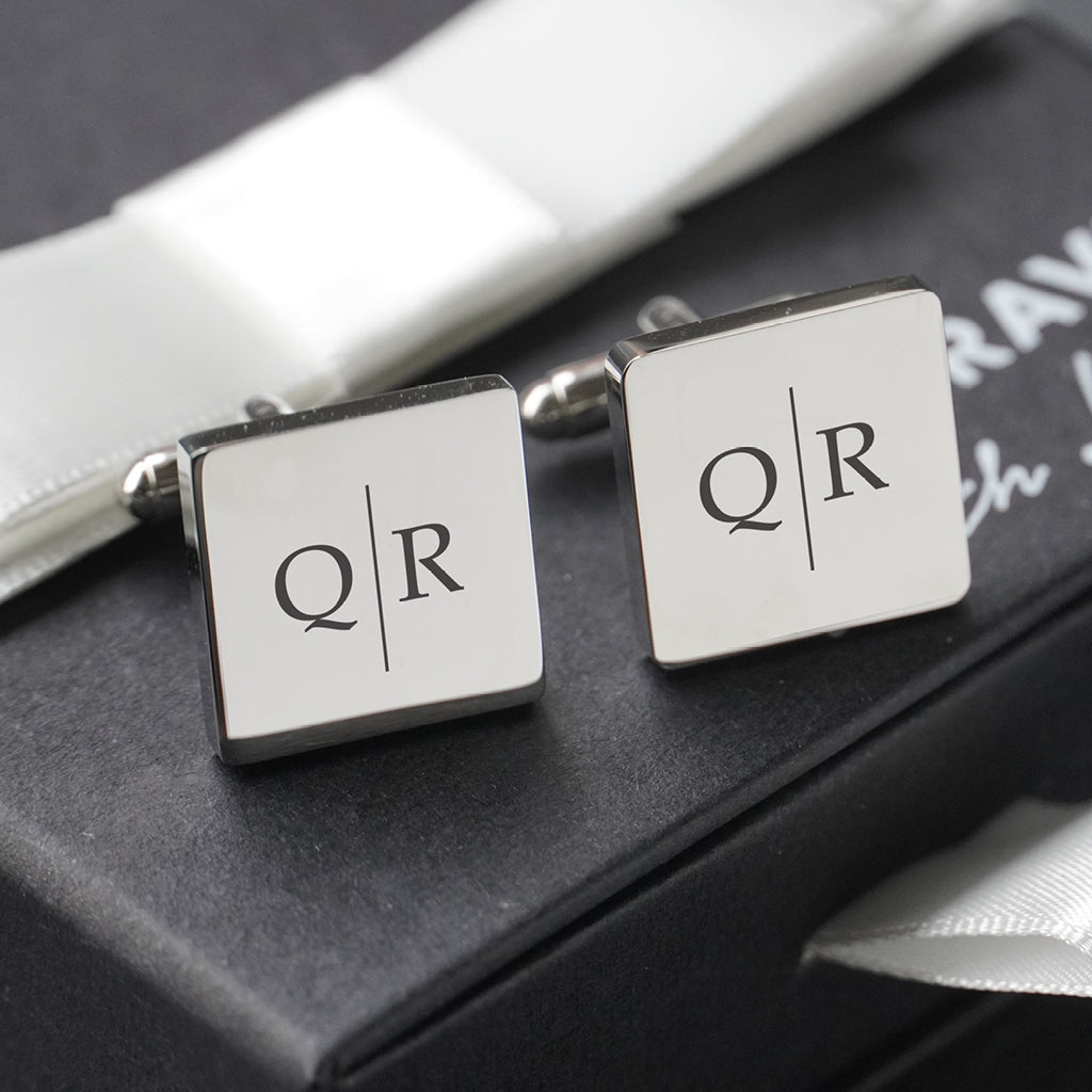 Engravd Square Custom Cuff link set: Design 6 | Engravd Co | Personalised Jewellery | Bracelets, Necklaces, Cufflinks, Hip Flasks