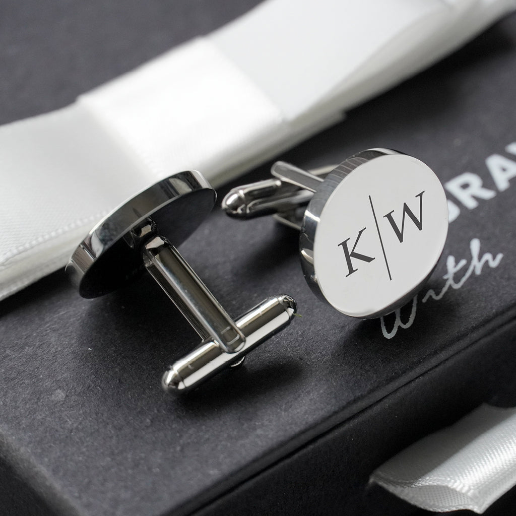 Engravd Round Custom Cuff link set: Design 6 | Engravd Co | Personalised Jewellery | Bracelets, Necklaces, Cufflinks, Hip Flasks