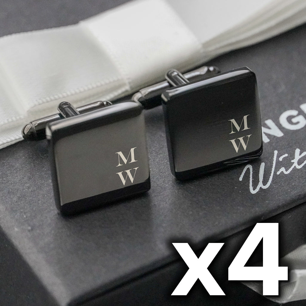 4 x Engravd Square Custom Cuff links : Initial sets | Engravd Co | Personalised Jewellery | Bracelets, Necklaces, Cufflinks, Hip Flasks