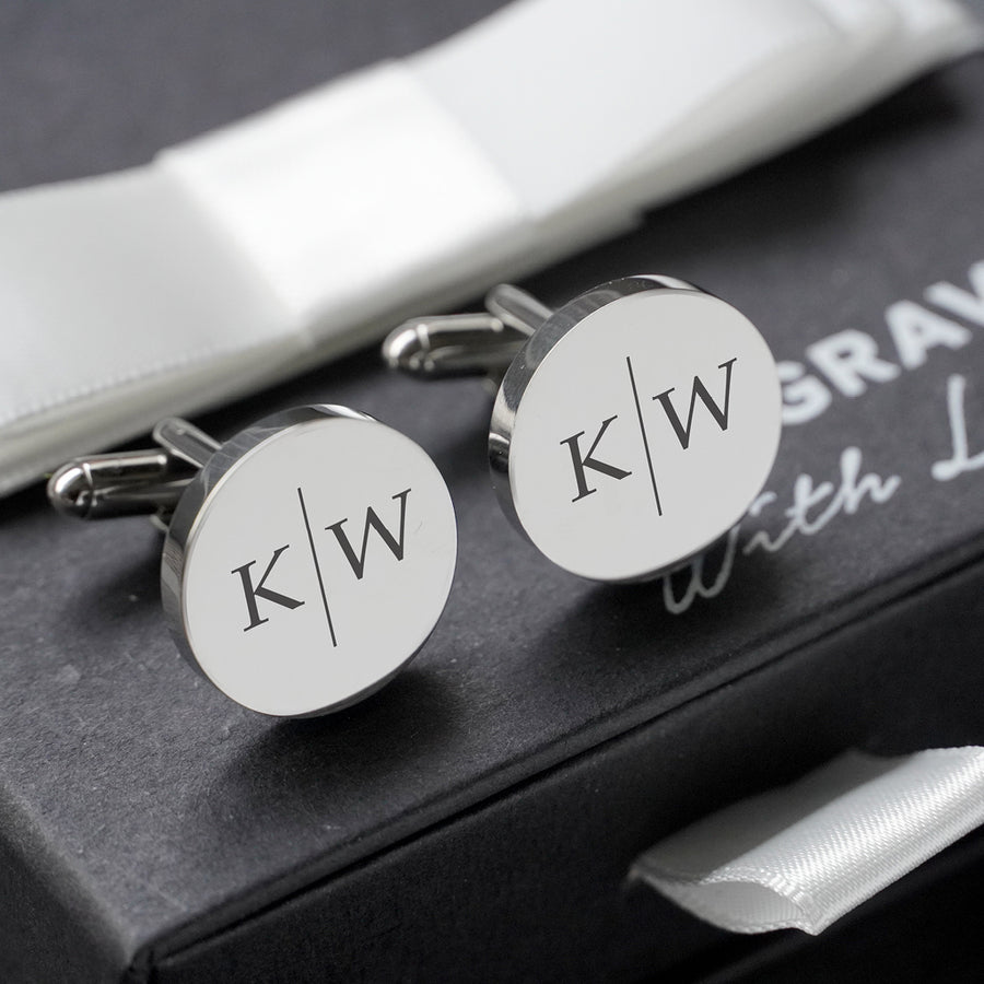 Engravd Round Custom Cuff link set: Design 6 | Engravd Co | Personalised Jewellery | Bracelets, Necklaces, Cufflinks, Hip Flasks