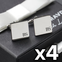 4 x Engravd Square Custom Cuff links : Initial sets | Engravd Co | Personalised Jewellery | Bracelets, Necklaces, Cufflinks, Hip Flasks