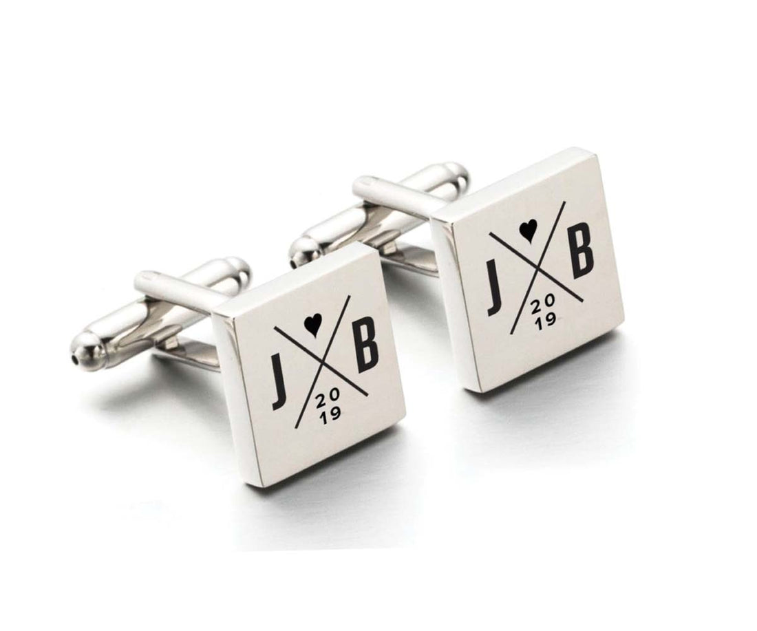 Engravd Square Custom Cuff link set: Design 4 | Engravd Co | Personalised Jewellery | Bracelets, Necklaces, Cufflinks, Hip Flasks