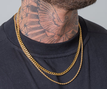 Gold Cuban Link + Rope Chain Stack | Engravd Co | Personalised Jewellery | Bracelets, Necklaces, Cufflinks, Hip Flasks