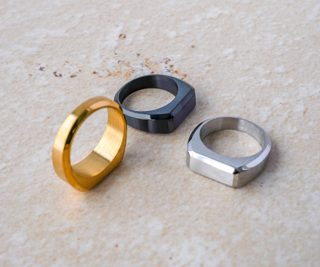 Engravd Black Ring - Personalised Initials | Engravd Co | Personalised Jewellery | Bracelets, Necklaces, Cufflinks, Hip Flasks