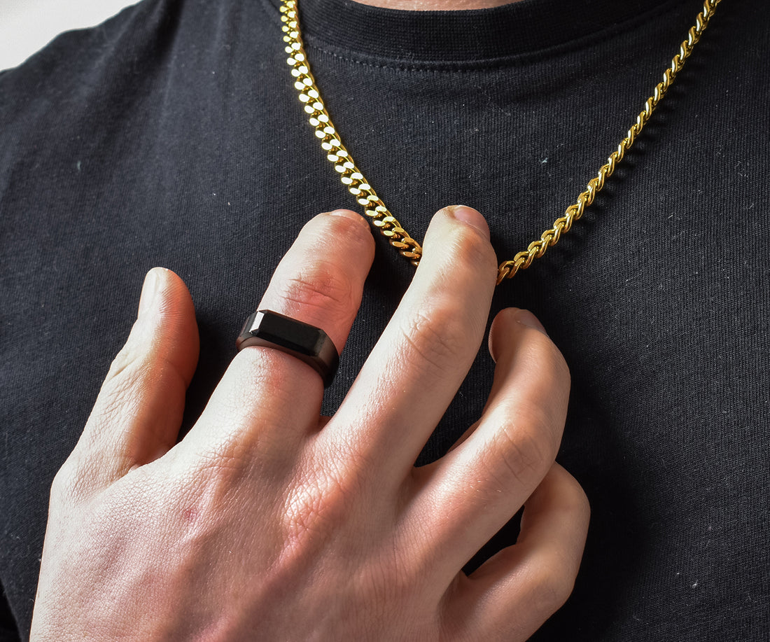 Engravd Black Ring - Personalised Initials | Engravd Co | Personalised Jewellery | Bracelets, Necklaces, Cufflinks, Hip Flasks