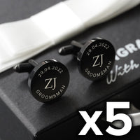 5 x Engravd Round Custom Cuff links : Groomsman sets | Engravd Co | Personalised Jewellery | Bracelets, Necklaces, Cufflinks, Hip Flasks