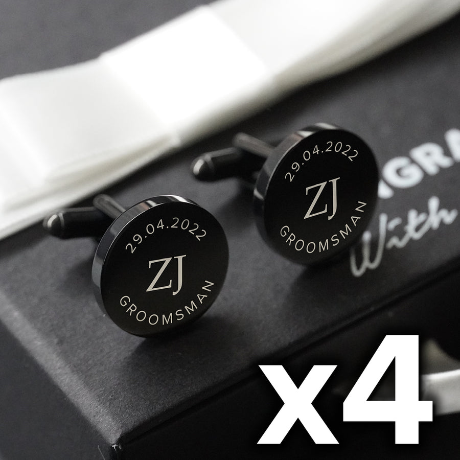 4 x Engravd Square Custom Cuff links : Groomsman sets | Engravd Co | Personalised Jewellery | Bracelets, Necklaces, Cufflinks, Hip Flasks