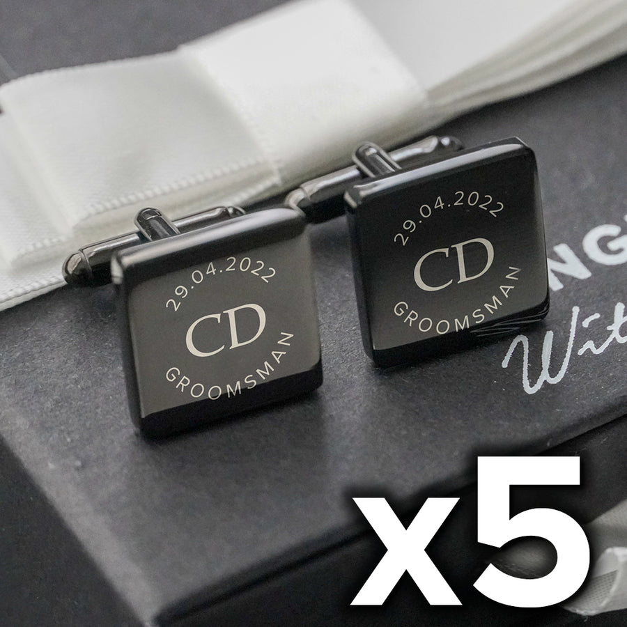 5 x Engravd Round Custom Cuff links : Groomsman sets | Engravd Co | Personalised Jewellery | Bracelets, Necklaces, Cufflinks, Hip Flasks