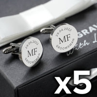 5 x Engravd Round Custom Cuff links : Groomsman sets | Engravd Co | Personalised Jewellery | Bracelets, Necklaces, Cufflinks, Hip Flasks