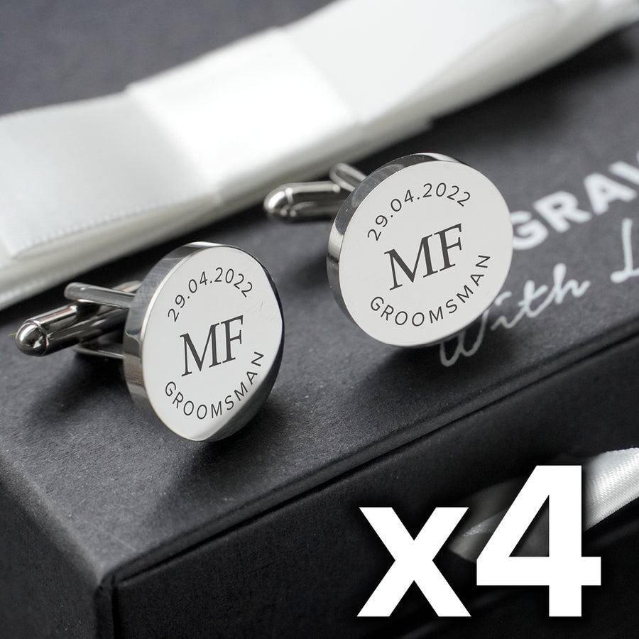 4 x Engravd Square Custom Cuff links : Groomsman sets | Engravd Co | Personalised Jewellery | Bracelets, Necklaces, Cufflinks, Hip Flasks